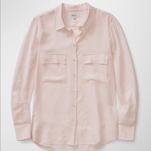 Aritzia Babaton Peyton Silk Pink Blouse